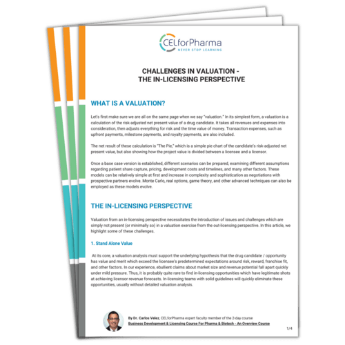 Challenges in Valuation: The In-Licensing Perspective – insightful 4-page article