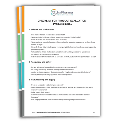 Checklist for product evaluation in R&D