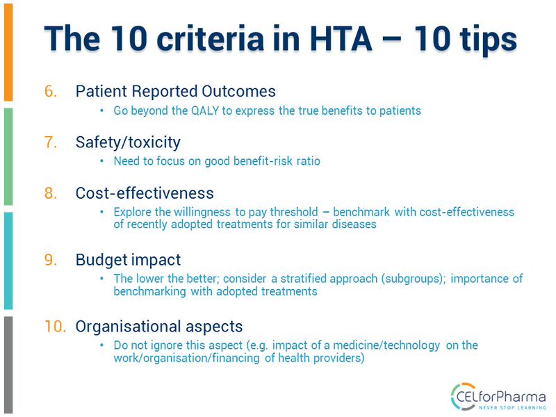 The 10 possible criteria in HTA – 10 tips (2)